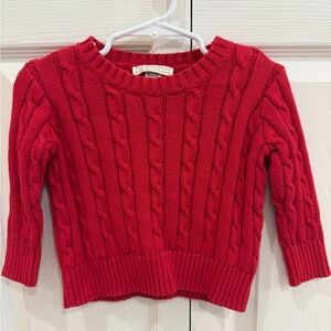 The Beaufort Bonnet Company Kids Unisex Red Cable Knit Sweater 2T